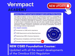 New: The CSRD Foundation Course by the Verimpact Academy has now been updated with all the recent developments of the Omnibus ESG Regulation!